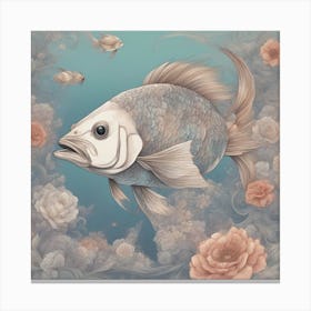 Fish And Roses Canvas Print