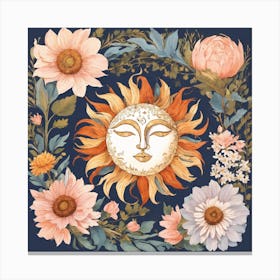 Sun And Flowers Canvas Print
