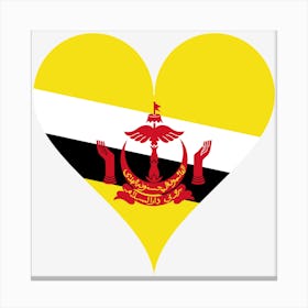 Heart Love Brunei Flag Hands Asia South East Asia Coat Of Arms Canvas Print