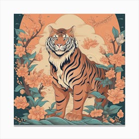 Tiger With Flowers 1 Canvas Print