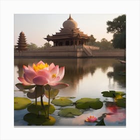 Lotus Flower In Water Canvas Print