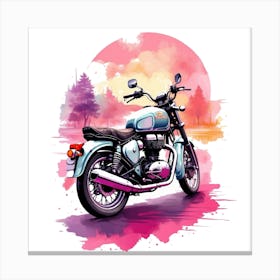 Watercolor Motorcycle Illustration Canvas Print