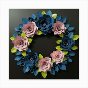 Paper Rose Wreath Canvas Print