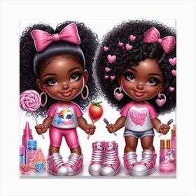 Two Little Black Girls Canvas Print