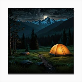 Leonardo Lightning A Night In The Mountains Art 2 Canvas Print