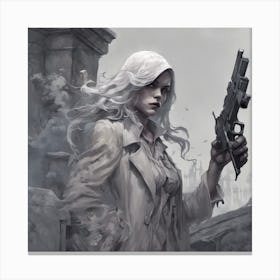 Ghost Woman With A Gun Canvas Print