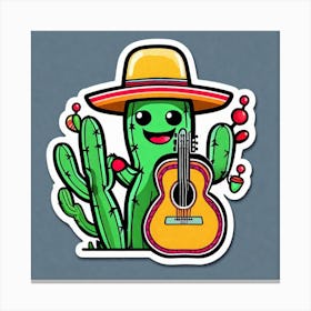 Cactus With Guitar 2 Canvas Print