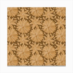 Blooming Florals Tan On Brown Canvas Print