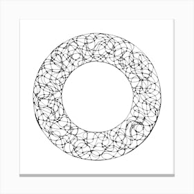 Abstract hand drawn black&white circle with wavy lines inside Canvas Print