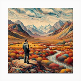 Man Looking At A River Canvas Print