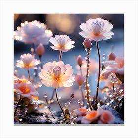 Flowers In The Snow Canvas Print