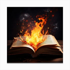 Book On Fire, An Open Book With A Bright Flame Rising From It Symbolizing The Enlightening Power Of Knowledge 1 Canvas Print