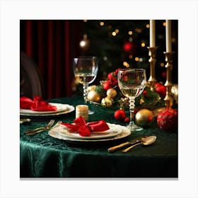 Christmas Table Setting 7 Canvas Print