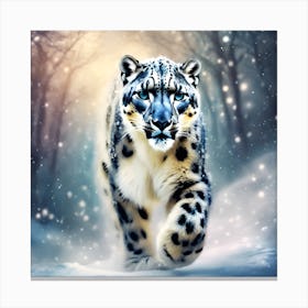 Leopard Prowling through the Snow Canvas Print