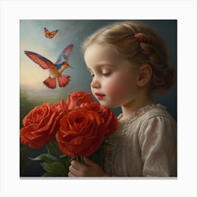 Girl With Roses Canvas Print