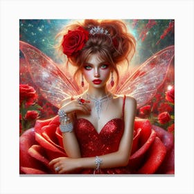 Fairy In Red Dress 2 Canvas Print