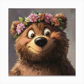 Bear With Flower Crown 4 Toile