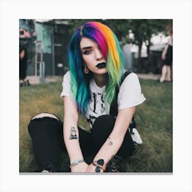 Rainbow Haired Girl 1 Canvas Print