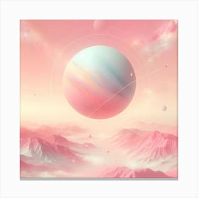 Pink Fantasty Mountain Sky Planet Canvas Print