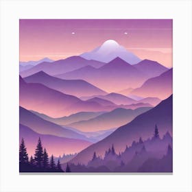 Misty mountains background in purple tone 21 Canvas Print