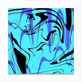 Abstract Painting Mint Background Swirl Blue Black Canvas Print