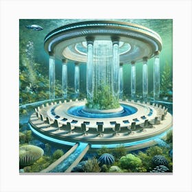 A Futuristic, High Tech Underwater Scene Symbolizi Canvas Print