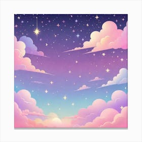 Sky With Twinkling Stars In Pastel Colors Square Composition 117 Canvas Print