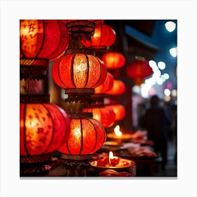 Lanterns Red Fireworks Dragon Festival Reunion Prosperity Joy Luck Fortune Blessings Fami (3) Canvas Print