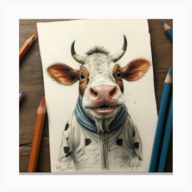 Cow Drawing 3 Canvas Print