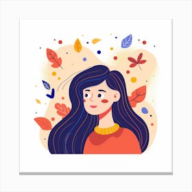 Autumn Girl With Leaves Canvas Print