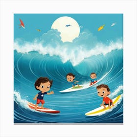 Default Surfs Up Nursery Kids Art 3 Canvas Print