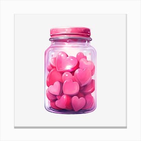 Pink Hearts In A Jar 10 Canvas Print
