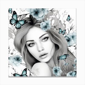 Girl With Butterflies 2 Canvas Print