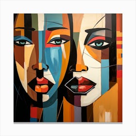 Two Women'S Faces Canvas Print