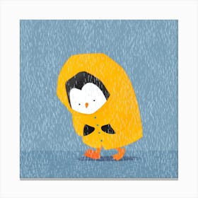 Penguin In A Raincoat Canvas Print