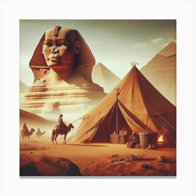 Bedouin Tent And Sphinx Old Times 1 Canvas Print