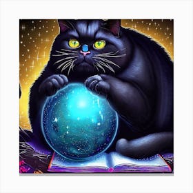 Black Cat With A Crystal Ball 5 Canvas Print