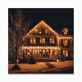 Christmas Lights On A House 1 Canvas Print