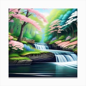 Waterfall In The Forest 4 Canvas Print