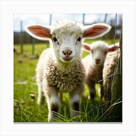 Young Cute Grass Farming Animal Farm Field Fur Wool Farm Animal Baby Countryside Little (6) Canvas Print