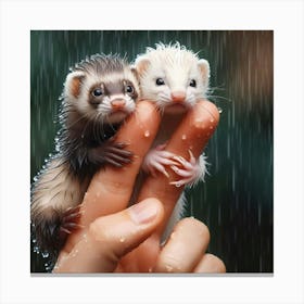 Ferrets In The Rain Canvas Print