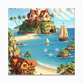 Cartoon Island Canvas Print