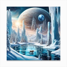 Polar Bear In The Snow Canvas Print