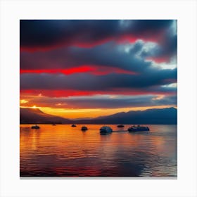 Sunset At Lake Placid Canvas Print