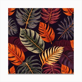 Tropical Leaves Seamless Pattern 5 Canvas Print