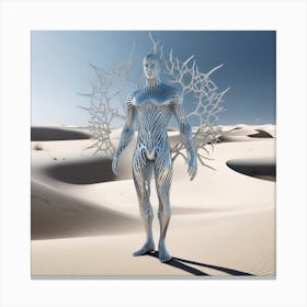 Silver Man In The Desert 6 Canvas Print