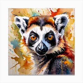Ring Tailed Lemur Painting  Canvas Print