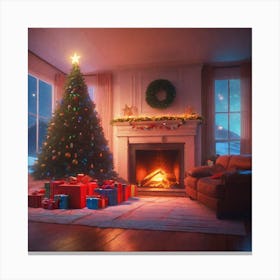 Christmas Tree In The Living Room 64 Canvas Print