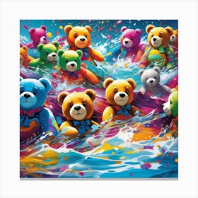 Teddy Bears In The Water 5 Canvas Print