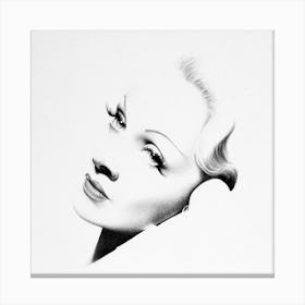 Marlene Dietrich Pencil Drawing Portrait Minimal Black and White Canvas Print